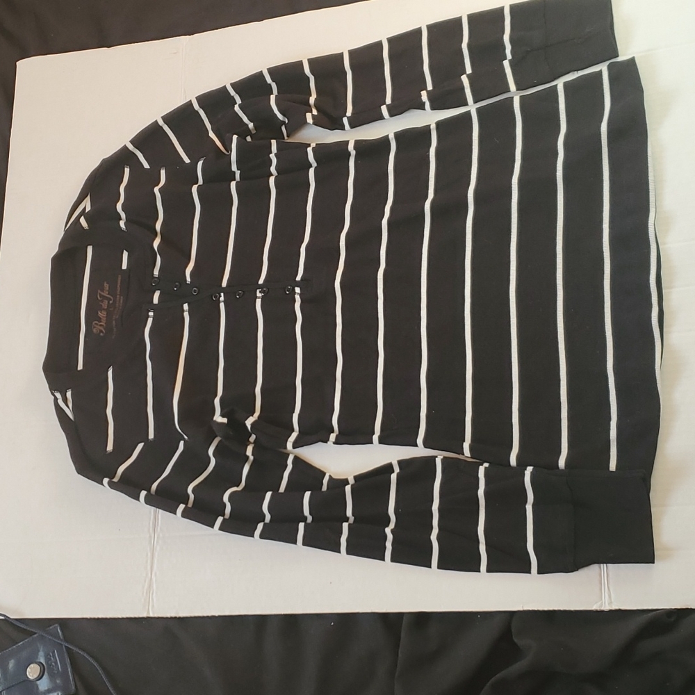 Belle Du Jour striped long sleeve fitted Y2K bell twighlight stripped shirt tee